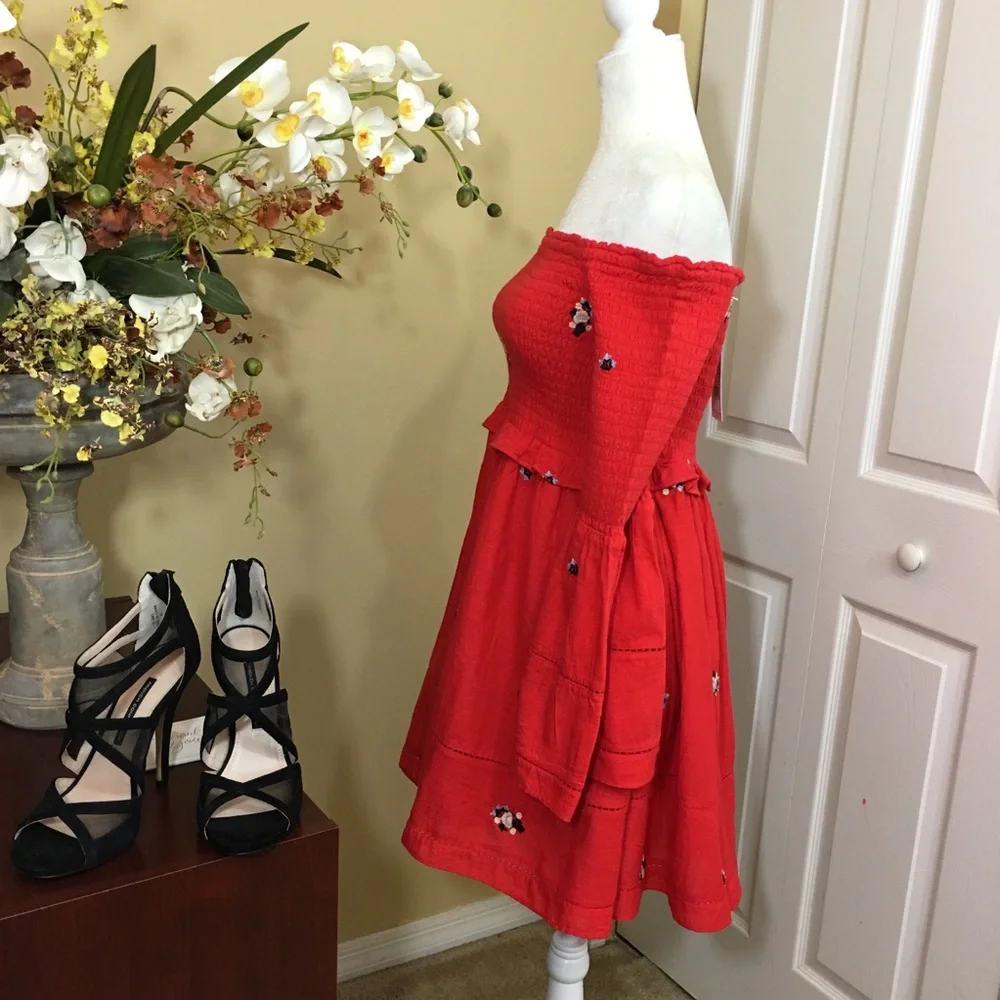 NWT FREE PEOPLE‎ COUNTING DAISIES EMBROIDERED DRESS Boho Cottagecore Romantic
